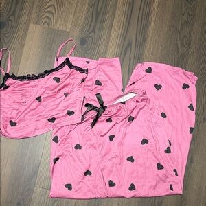 Pink Heart Print Women's Sleepwear Set